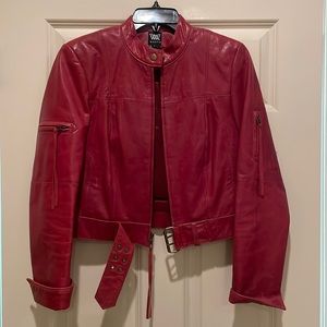 Worth wear red leather jacket